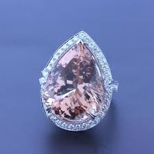 30.27 Carat Morganite Diamond 18k White Gold Cocktail Ring, Size 6.75 | Chairish