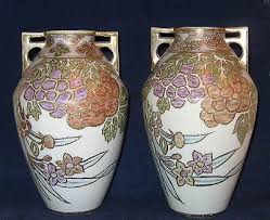 Pair of Nippon 8" Art Deco Floral Vase | eBay