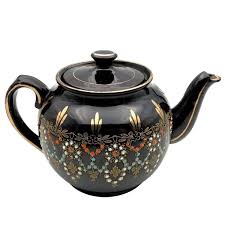 Vtg England Hand Painted Brown Betty Teapot Glazed Moriage ...