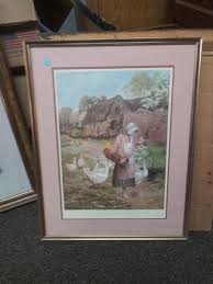 COUNTRY LADY PICTURE GEESE COUNTRY COTTAGE 1885 HILLYARD SWINSTEAD PRINT16X20 | eBay