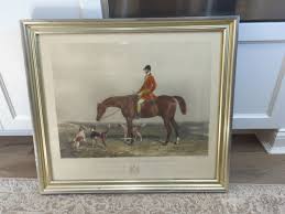 Vtg Equestrian Hunting Scene Engraving Edward Hacker Framed ...