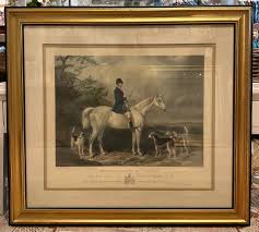 Vintage Engraving Reproductions Hand Colored Hunt Scenes-Framed