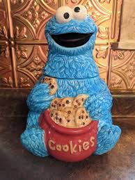 Rare Mrs. Fields Cookie Monster Cookie Jar Large Suction Lid | #1926152945
