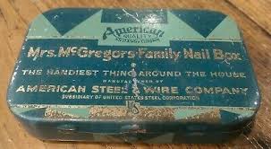 Vintage Metal "Mrs. McGregors Family Nail Box" - American Steel & Wire, US Steel | eBay