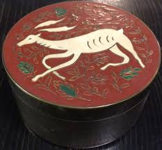 Vintage Cloisonne Enameled Trinket Engraved Box Deer Motif ...