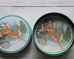 Vintage JSNY Winter Deer Tin With Matching Coasters 1980s - Etsy