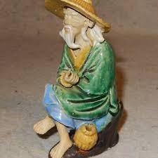 Pair Lot 2 Antique Chinese Mud Men Mudman Figure CHINA Vintage Polychrome Seated | eBay