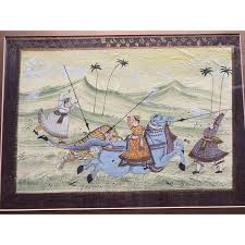 19th Century Rajasthan India Hunting Scene Paintings, Framed ...