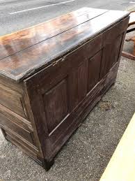 Large Antique Panelled Oak Coffer Box With Drawers Below ...