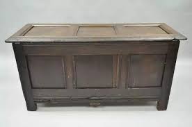 19th C. European Renaissance 3 Panel Solid Oak Wood Coffer ...