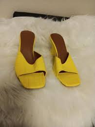 Shoe Dazzle Yellow Suede Mules | Mercari