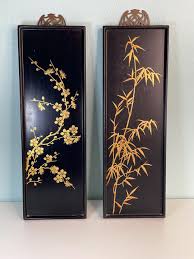 Set of Lacquer Wood Panels Handpainted by Thanh Le From ...