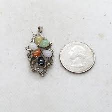 Sterling Silver 925 Multi Stone Amber Jade Obsidian Necklace ...