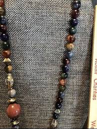 Vintage Long Gold Tone Multicolored Bead Necklace Approx ...