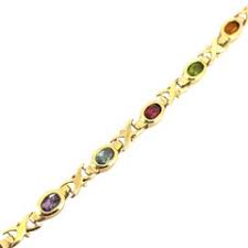 14 Karat Yellow Gold Multi Gemstone Slide Bracelet For Sale at 1stDibs