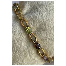 Vintage Sterling .925 Vermeil & Citrine Peridot Amethyst Topaz Garnet . For Sale at Ruby Lane