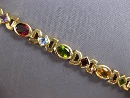 ESTATE WIDE 8CT AAA MULTI GEM 14K YELLOW GOLD 3D OVAL & PRINCESS TOGGLE BRACELET | eBay Australia