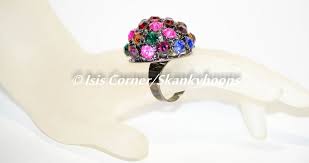 MULTICOLOR LARGE BLING DOME/BUBBLE RHINESTONES (OPEN BACK/ADJUSTABLE) RING | eBay