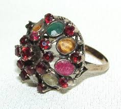 Art Deco Gold Plated Garnet Ring CZECHOSLOVAKIA Crown Theme Signed 26jy | eBay