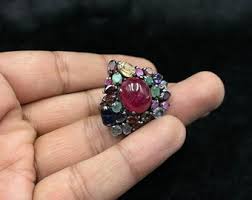 Vintage Victorian Multi Gemstone Oxidized 92.5 Sterling Silver Beautiful Ring - Etsy