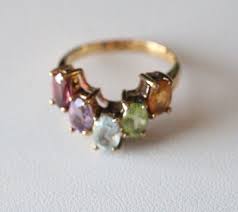 Vintage Sterling Gold Vermeil Multi Gemstone Ring Size 5.75 Pendant & Earrings | eBay