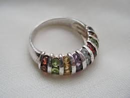 Mens Size 10.5 Sterling Ring W/multicolored Stones - Etsy