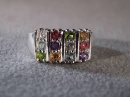 Vintage Sterling Silver 3 Row Round White Blue Topaz Golden ...