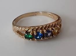 Vintage 10k Yellow Gold Band 4 Color Sapphires Designer Hallmark Ring Size 6 | eBay