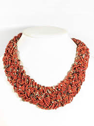 Shades of Red Brown Glass Bead Braided Wide Tribal Style ...
