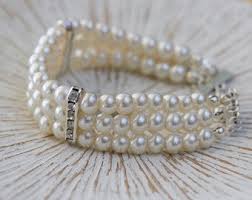 Ivory Pearl Bracelet: Triple Strand Bridal Cuff, Wedding ...
