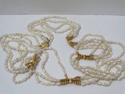 14K Gold Four Strand Seed Pearl, 35 Inches Necklace. - Etsy