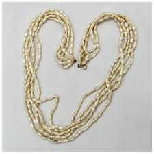 Vintage 5-Strand Freshwater Pearl Necklace with 14K Gold ...