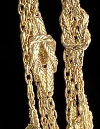 Vintage Gold Tone Knotted Flat Station Chain Necklace X-LONG 52in Unique 46g | eBay