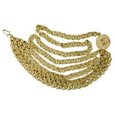 1994 Vintage CHANEL Gold Toned Quadruple Chain Belt Necklace ...