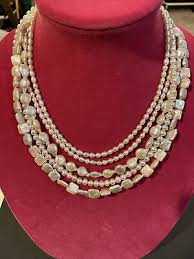 Sterling Sliver Clasp 5 Strands Pearl Necklace | eBay