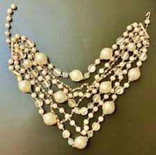 Rare Vintage White Beaded Wedding Cake Choker Necklace ...