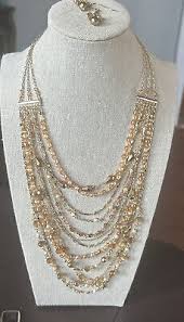 VINTAGE BEADED NECKLACE AND EARRINGS COSTUME JEWELRY GOLD ...