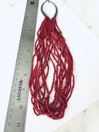 VTG Statement Silver Tone Charm Multi Red Seed Bead Link Necklace 20”L | eBay