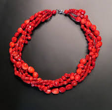 Radiant Red Coral Five Strand 18" Necklace - Etsy