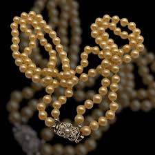 Two Strands Necklace in Simulated Pearls Ivory Luster ...