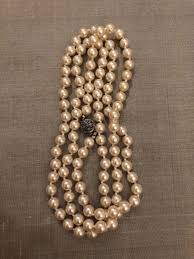 Vintage 31 Inch Knotted Faux Pearl Necklace w Filigree ...