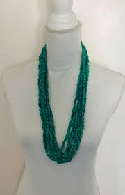 Vintage Multi Strand Turquoise Beaded Necklace Sterling ...