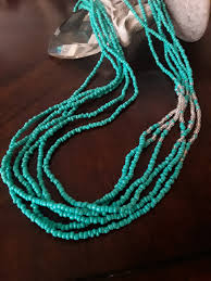 Medium Length Turquoise and Silver Multi Strand Beaded ...