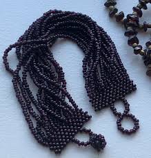 Victorian Garnet Seed Bead Hand Weave Multi Strand Wrap Mesh ...
