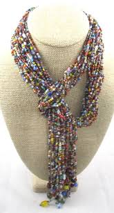 Multi-Strand BEADED WRAP Necklace Multi-Color Glass BEAD Fringe 48" Long | eBay