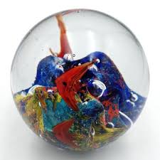 Vintage Ocean Scene Fish Art Glass 3" Diameter Paperweight | eBay