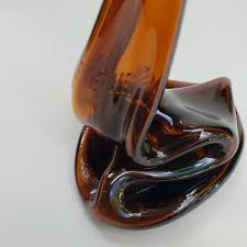 VTG Stretched Melted Amber Bottle Glass Carnival MCM Kitsch Beer 60s Unique | eBay