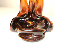 vintage hand blown amber glass beer bottle candelabra candle stick holder | eBay