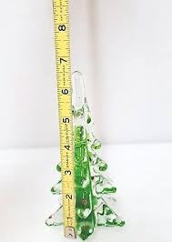 Vintage Art Glass 6.5"Tall Green Clear Glass Christmas Tree Holiday Decoration | eBay