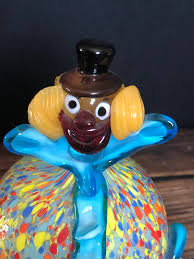 Vintage Murano Art Glass Round Clown, Murano Glass Ball ...